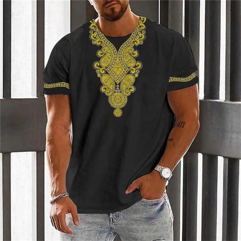 Luca - Weißes T-Shirt mit Ethnischem Muster