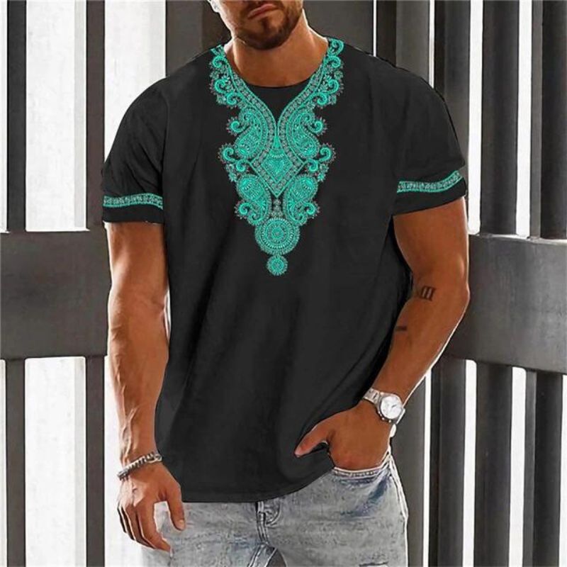 Luca - Weißes T-Shirt mit Ethnischem Muster