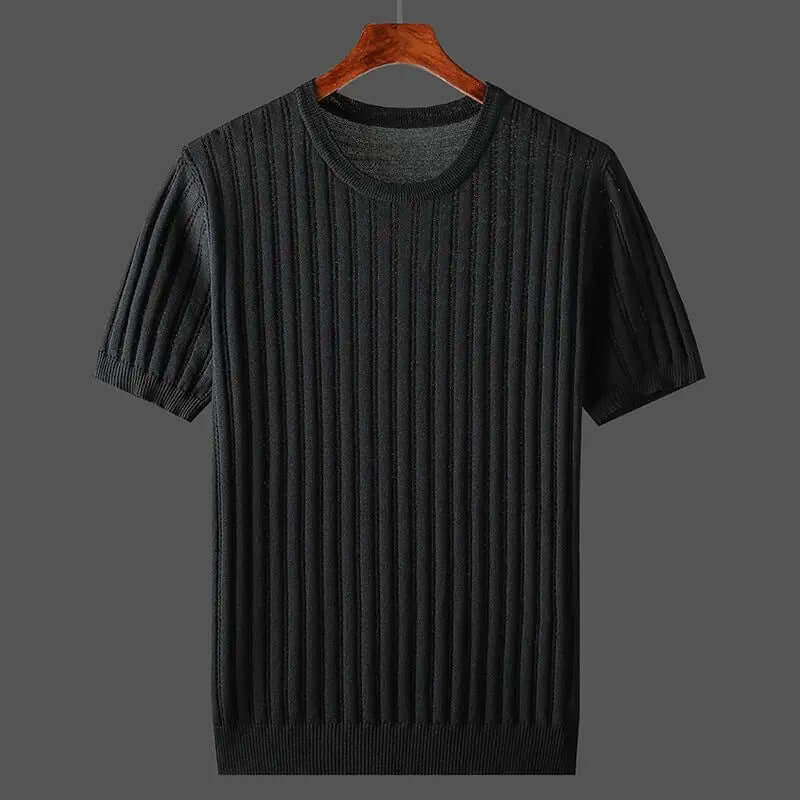 Herren Baumwoll-Strick-T-Shirt Kurzarm