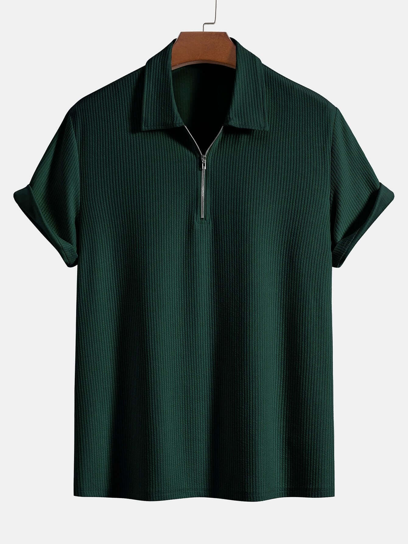 Geripptes Polo-Shirt mit Reißverschluss