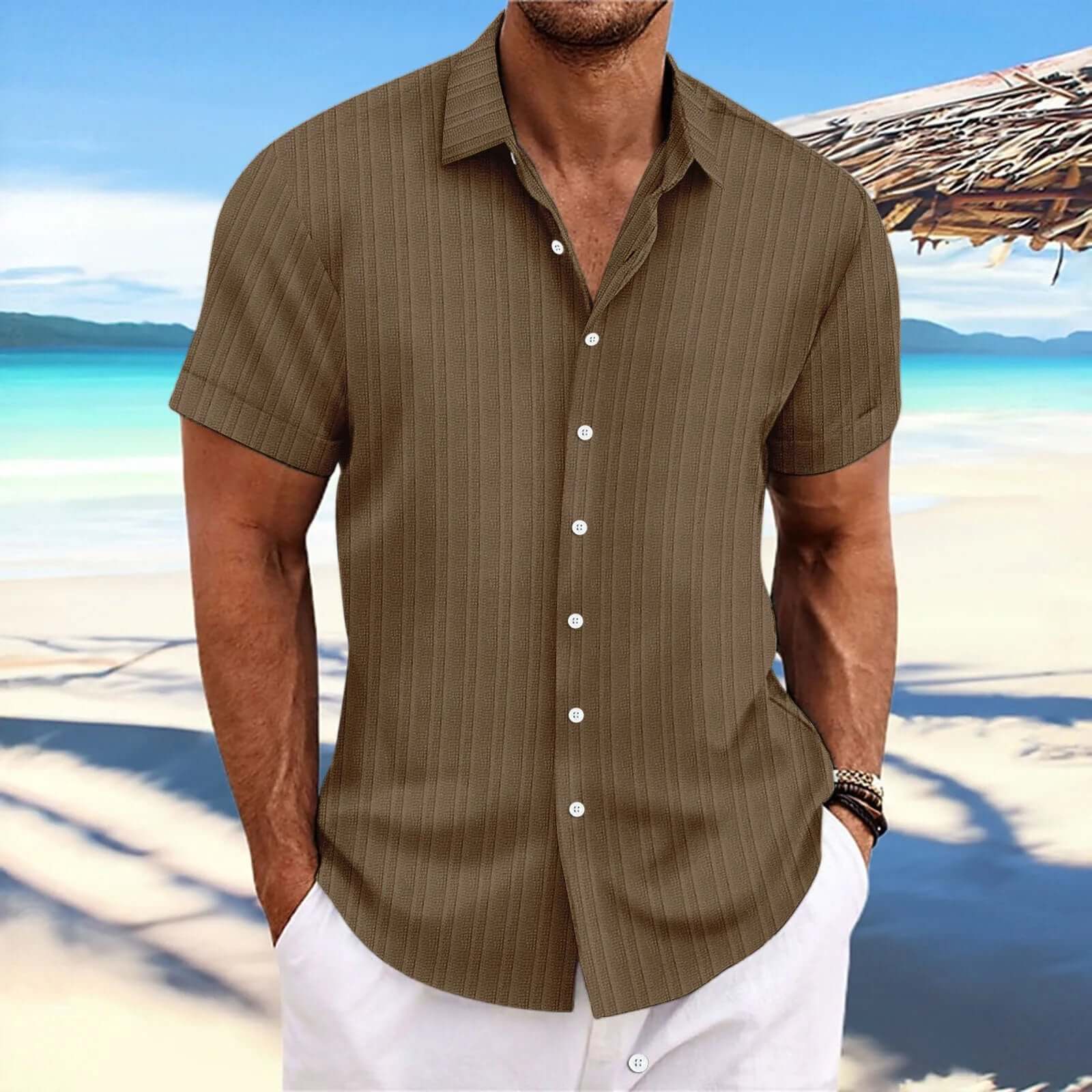Klassisches Herren Strandhemd Baumwolle