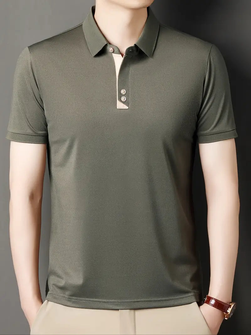 Herren Polohemd mit Farbblockmuster – Bequeme Passform – Elias