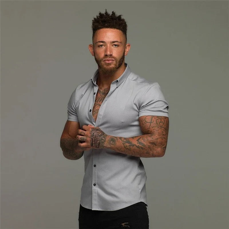 Herren Kurzarm Sommerhemd Bequem Elegant Passform – Johnvaro