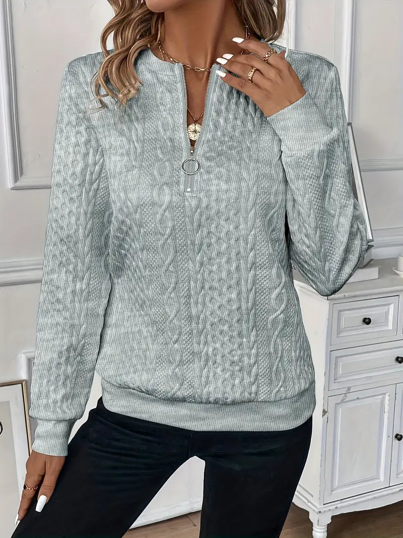 Stilvoller klassischem Zip-Up Pullover für Frauen