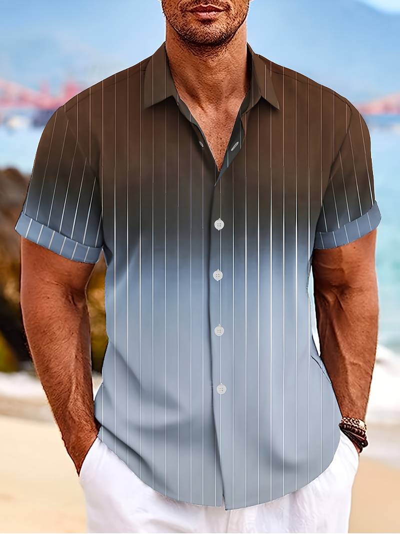 Kurzarm-Button-Down-Shirt mit Farbverlauf