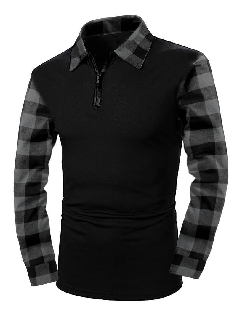 Langärmliges Flanell-Poloshirt mit Karomuster