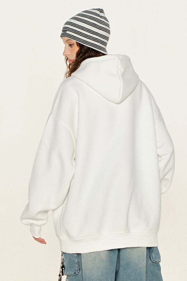 Winter-Sweatshirt mit Kapuze in Volltonfarbe