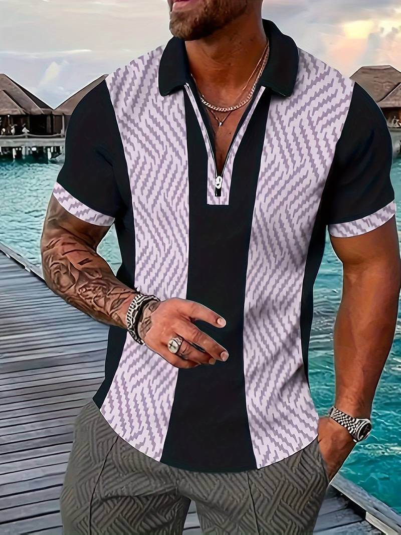 Farbblock-Golfshirt Herren - Atmungsaktiv & Elegant