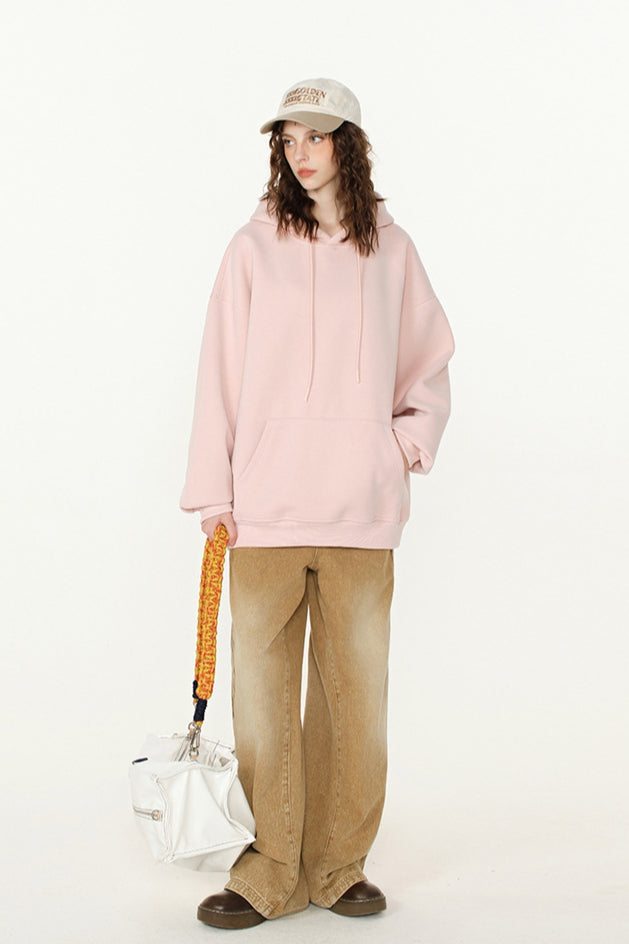 Winter-Sweatshirt mit Kapuze in Volltonfarbe