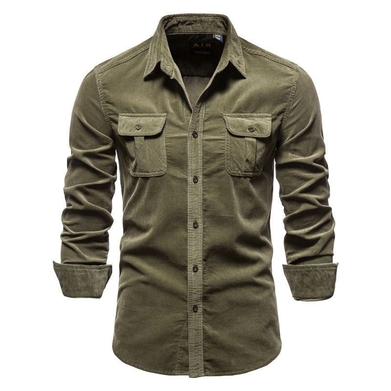 Luxuriöses Herren Samt Slim-Fit Hemd