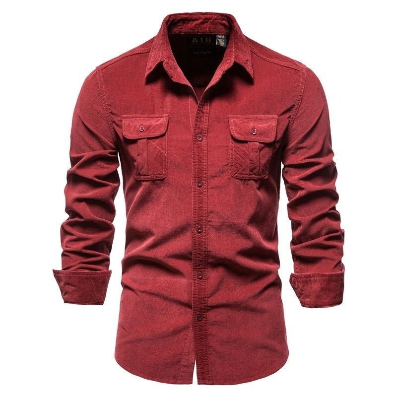 Luxuriöses Herren Samt Slim-Fit Hemd