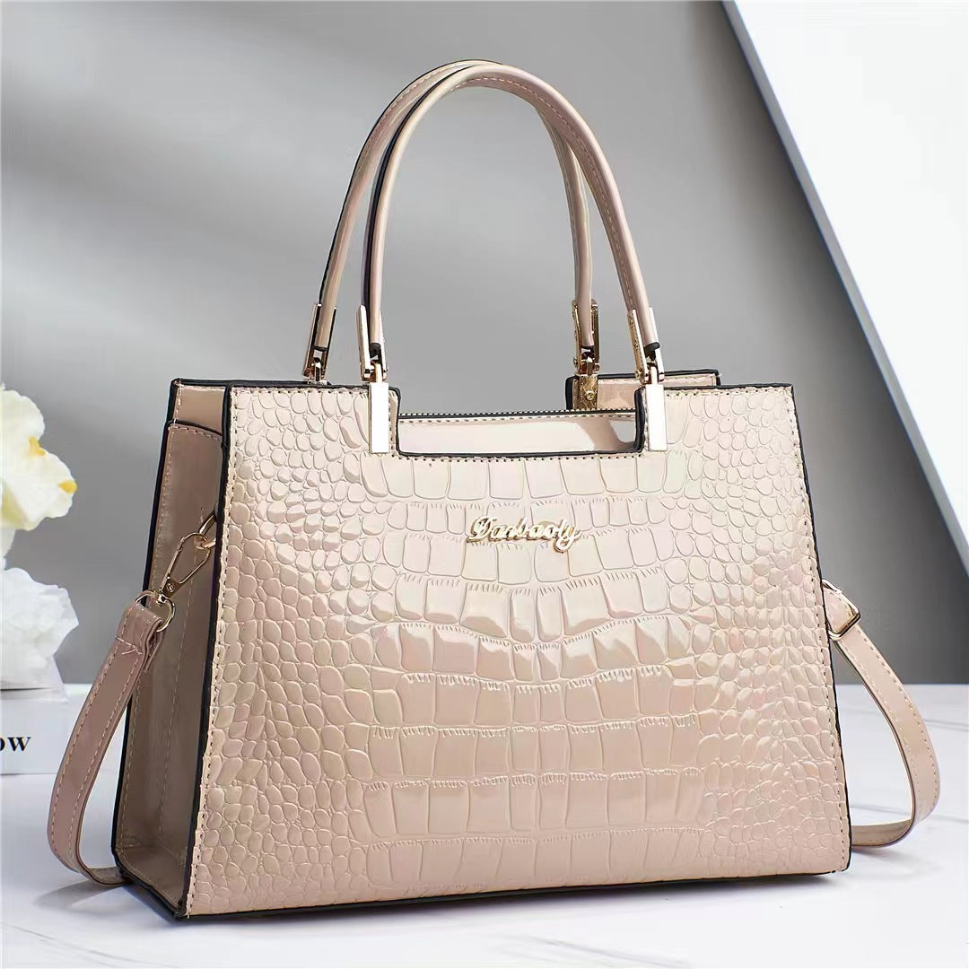 Hanna™ - Handtasche aus glänzendem Leder mit Krokodilmuster