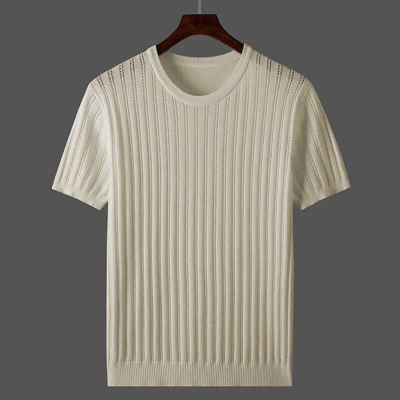 Herren Baumwoll-Strick-T-Shirt Kurzarm