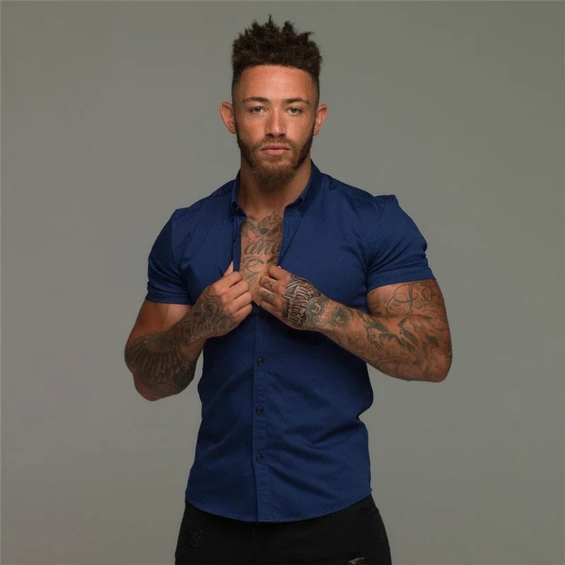 Herren Kurzarm Sommerhemd Bequem Elegant Passform – Johnvaro