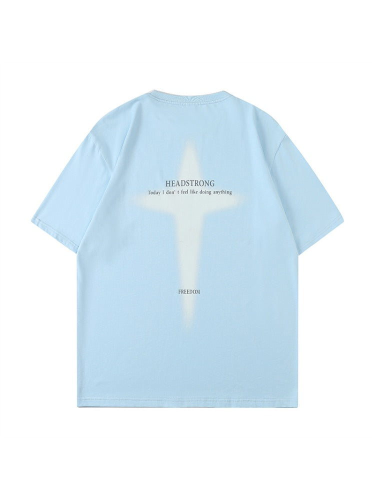 Unisex-T-Shirt mit Retro-Muster und kurzen Ärmeln