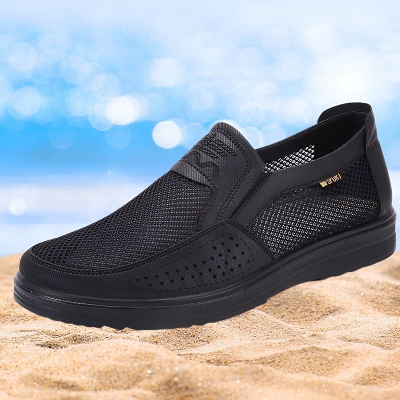 Jasper - Schwarze atmungsaktive Mesh-Loafers für den Sommer
