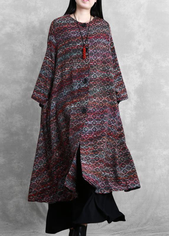 Coralee | Eleganter Trenchcoat mit floralem O-Ausschnitt Wollmantel