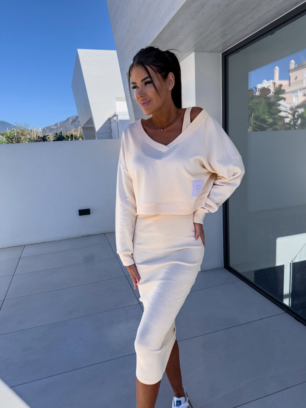 Zweiteiler Damen Kleid mit Sweatshirt – Alina