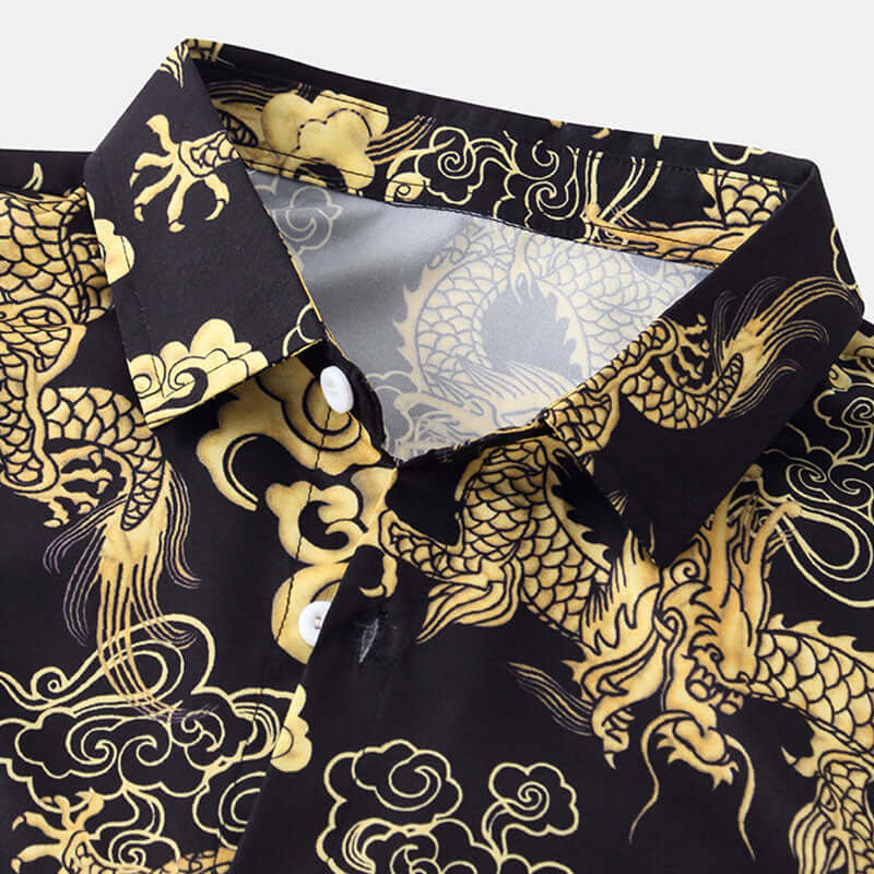 Komfortables Herren Kurzarm Hemd mit Drachen Design