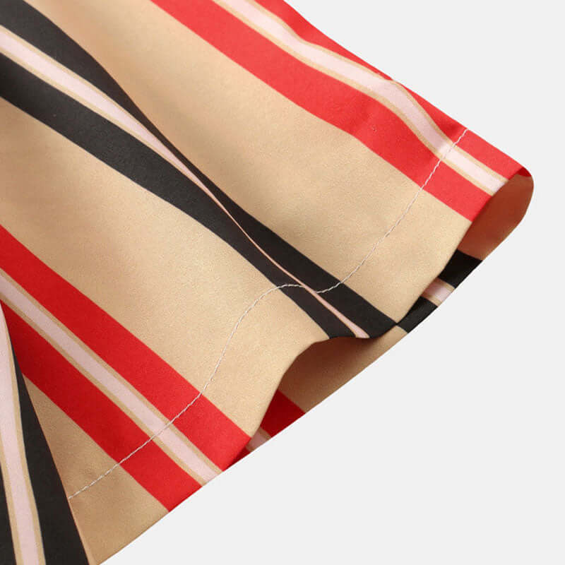 Gestreiftes Herren Kurzarmhemd Vintage Druck