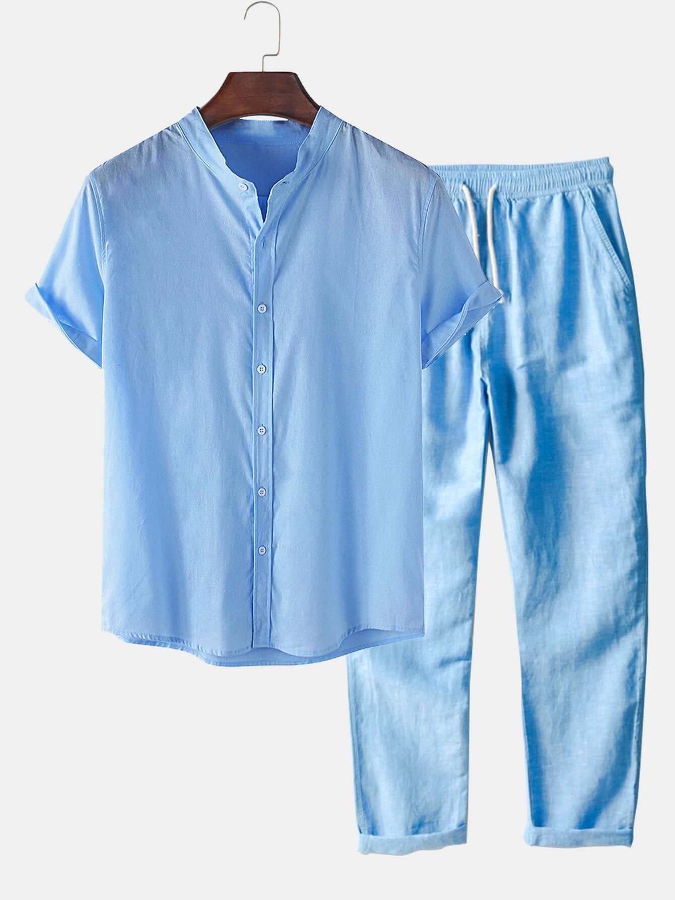 Kurzes Basic-Shirt & Gerade Hose Set herren