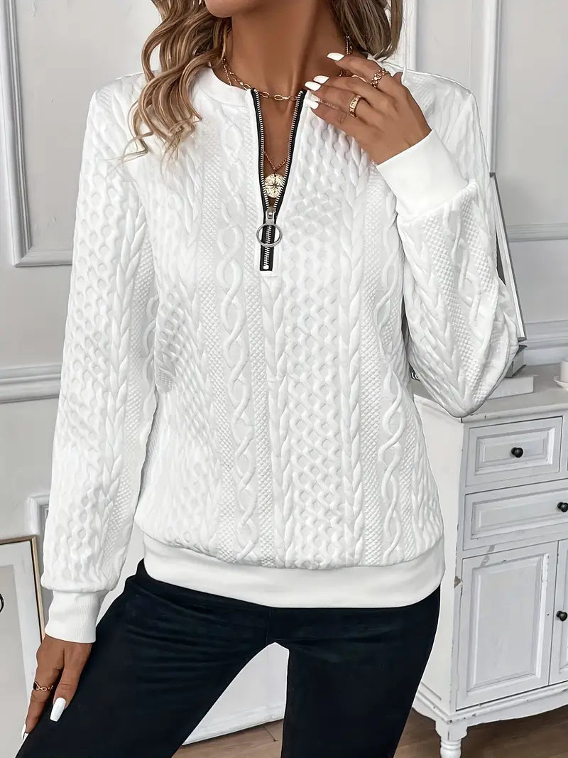 Stilvoller klassischem Zip-Up Pullover für Frauen
