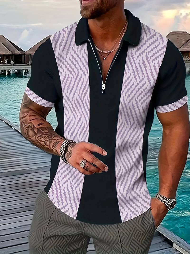 Farbblock-Golfshirt Herren - Atmungsaktiv & Elegant