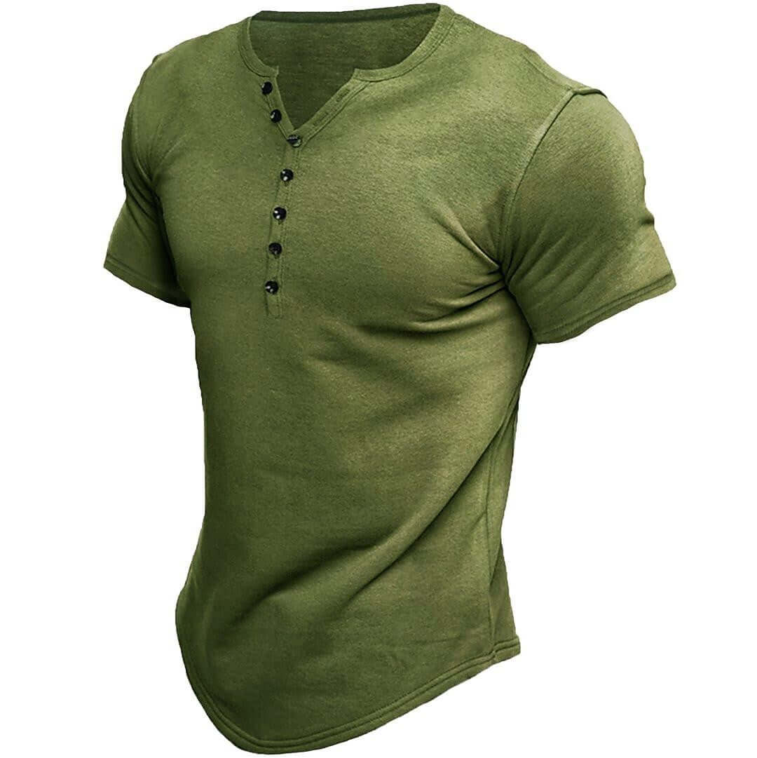 Herren Henley Shirt Kurzarm Baumwolle