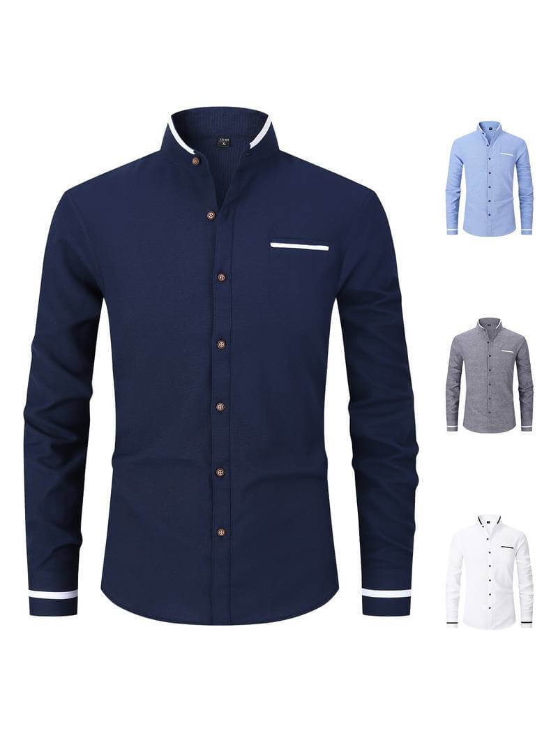 Herren Herbst Langarmhemd mit Kragen