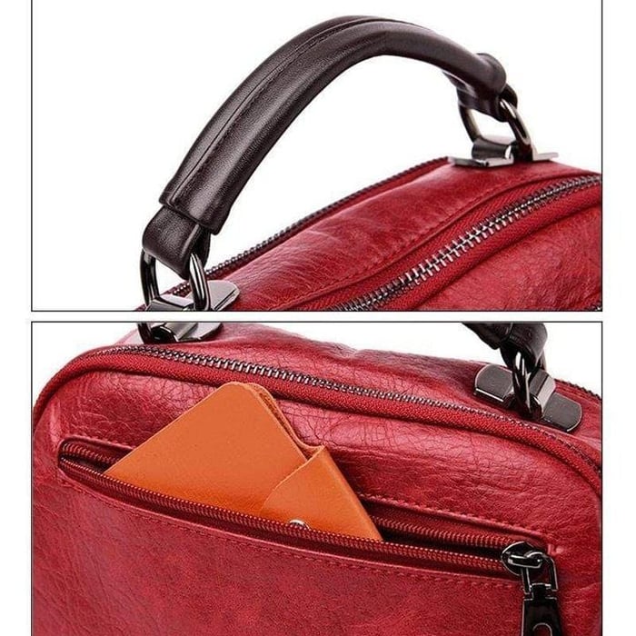 Handgefertigte Tasche aus Weichem Leder mit Mehreren Taschen