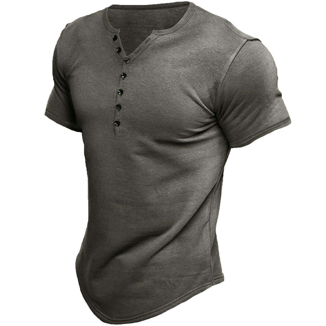 Herren Henley Shirt Kurzarm Baumwolle