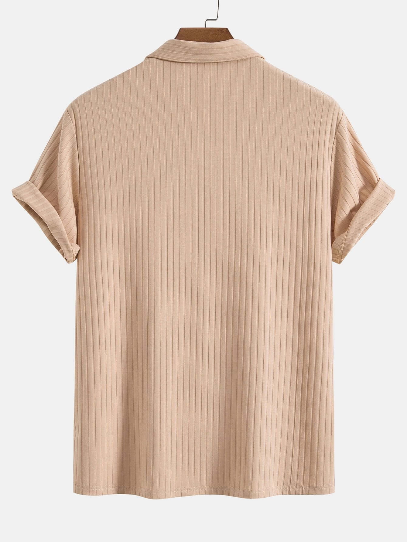 Geripptes Poloshirt mit V-Ausschnitt