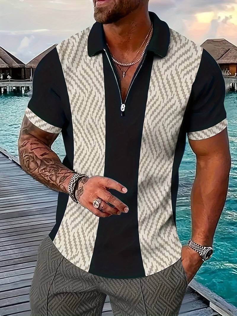 Farbblock-Golfshirt Herren - Atmungsaktiv & Elegant