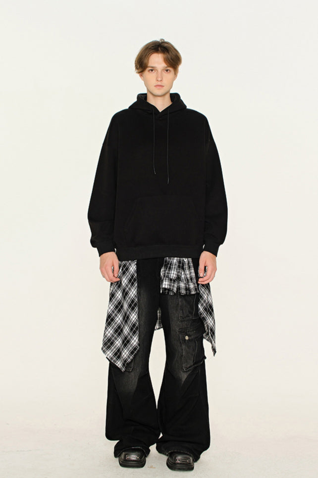 Winter-Sweatshirt mit Kapuze in Volltonfarbe