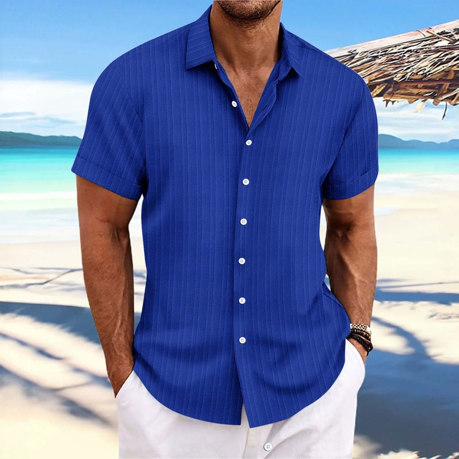 Klassisches Herren Strandhemd Baumwolle