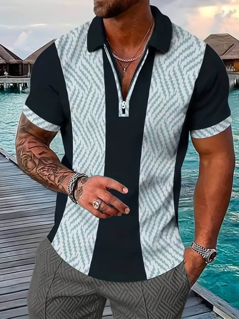 Farbblock-Golfshirt Herren - Atmungsaktiv & Elegant