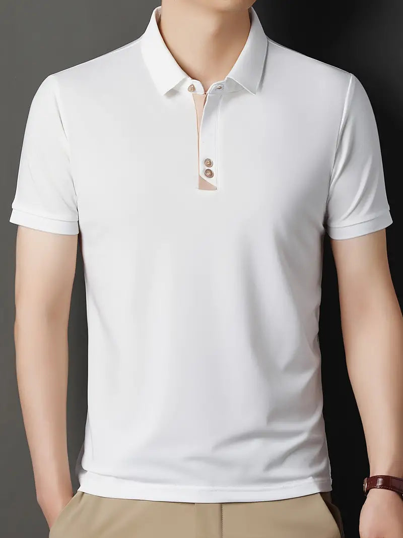 Herren Polohemd mit Farbblockmuster – Bequeme Passform – Elias