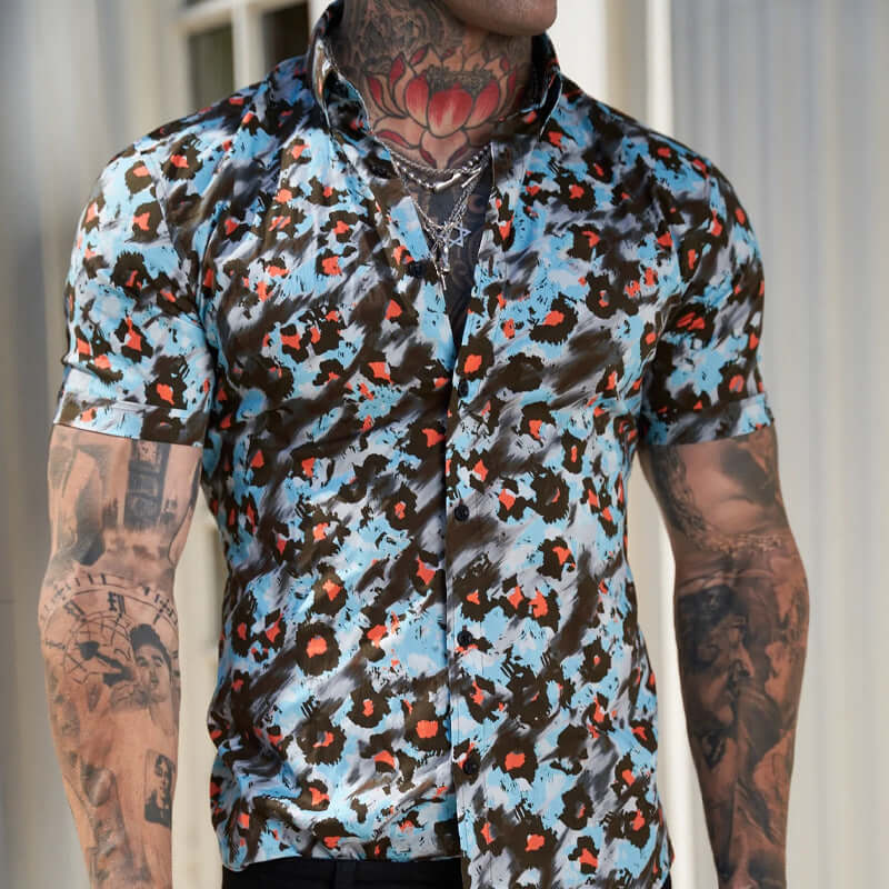 Lässiges Herren Kurzarmhemd mit exotischem Design