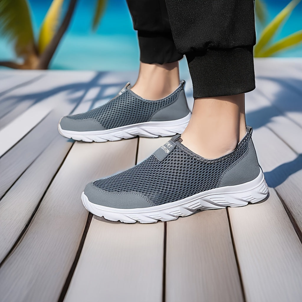 Hellgraue atmungsaktive Mesh-Schuhe - Tom