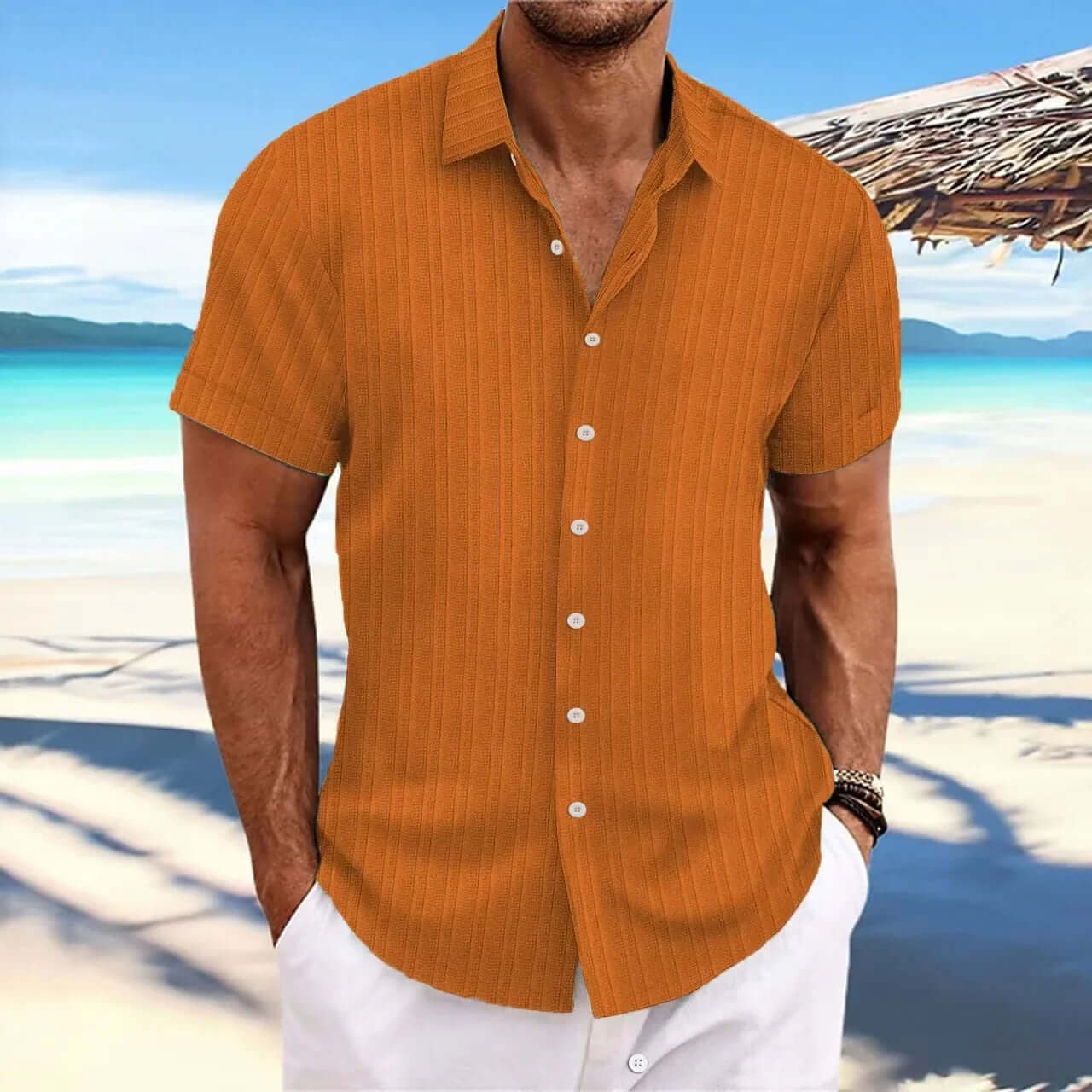 Klassisches Herren Strandhemd Baumwolle