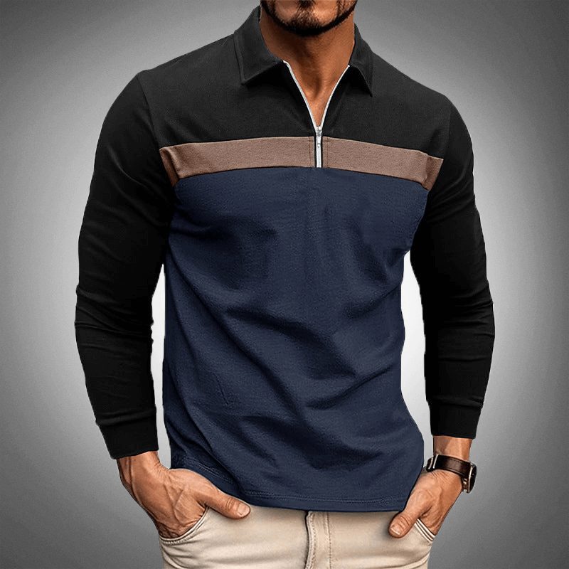 Herren Poloshirt Kieran - Gestreift, Langarm