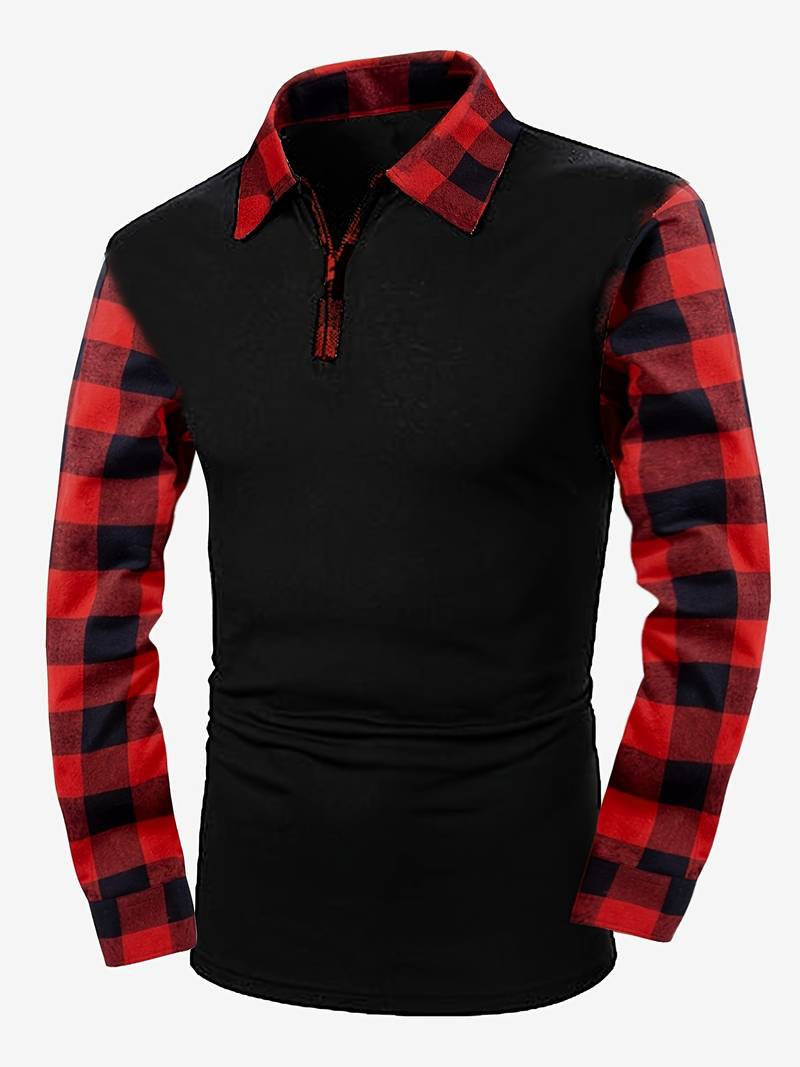 Langärmliges Flanell-Poloshirt mit Karomuster