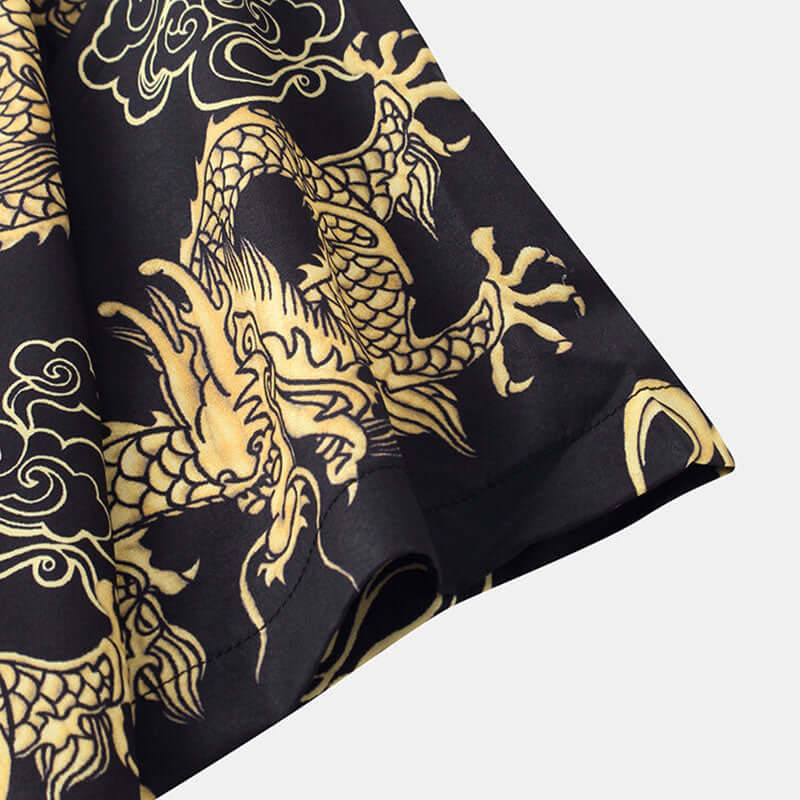 Komfortables Herren Kurzarm Hemd mit Drachen Design