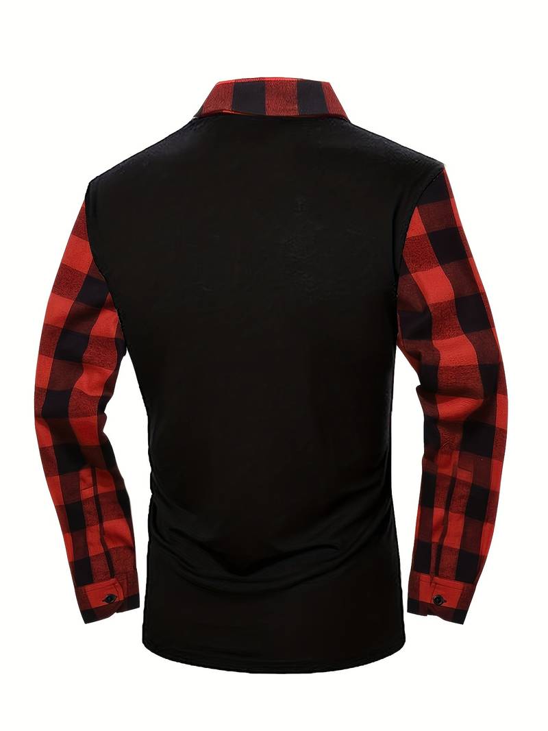 Langärmliges Flanell-Poloshirt mit Karomuster