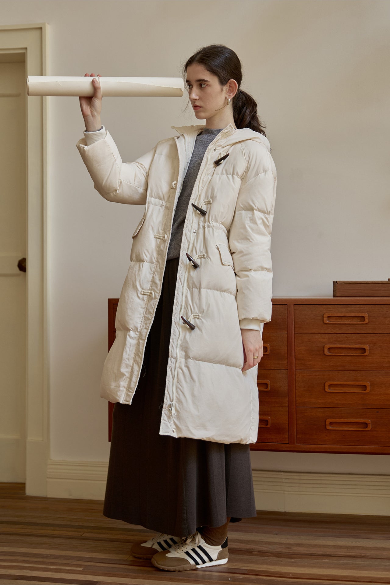 Langer Winter-Puffermantel für Damen