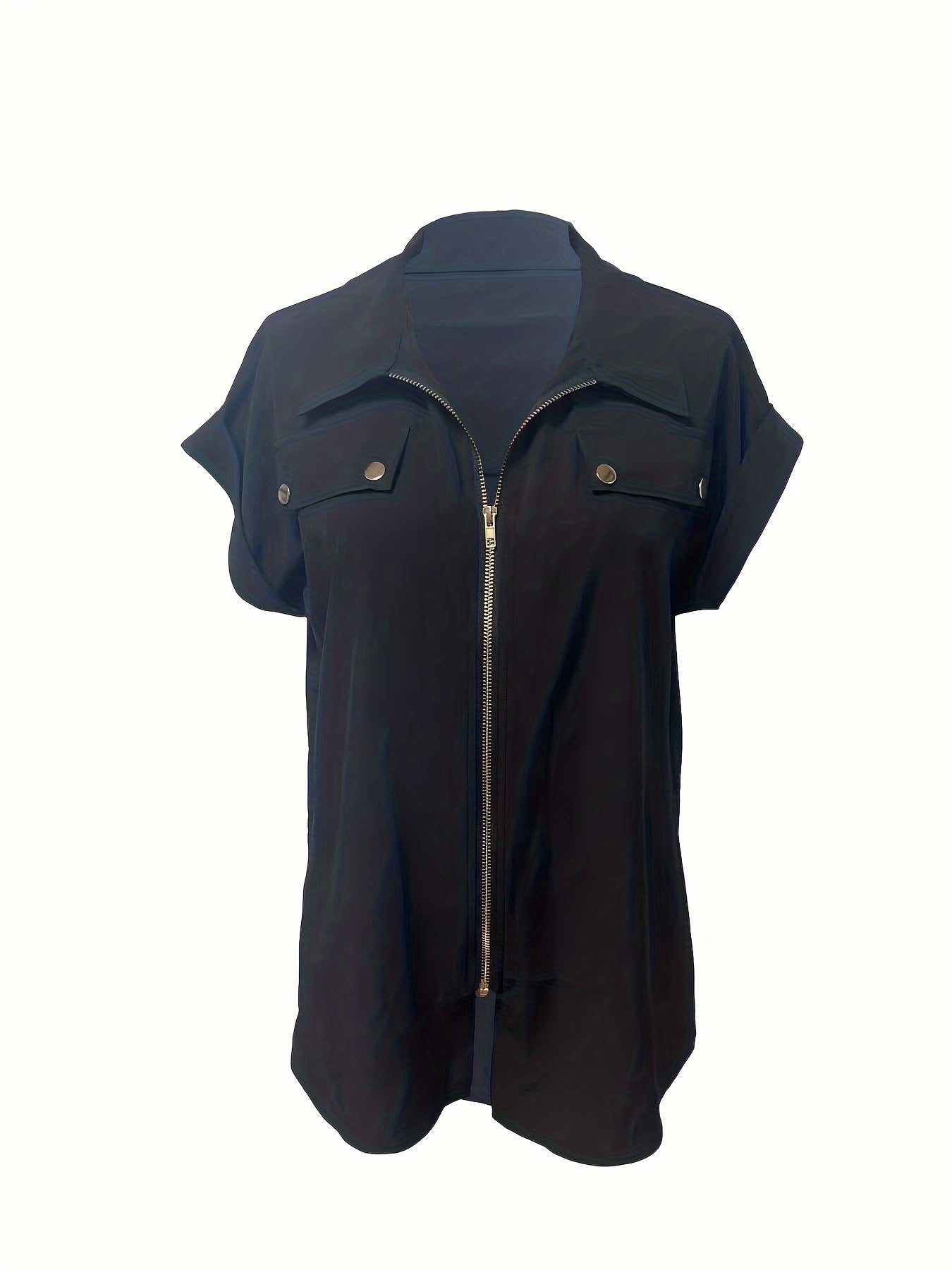 Schwarze Bluse mit Reißverschluss - Nina