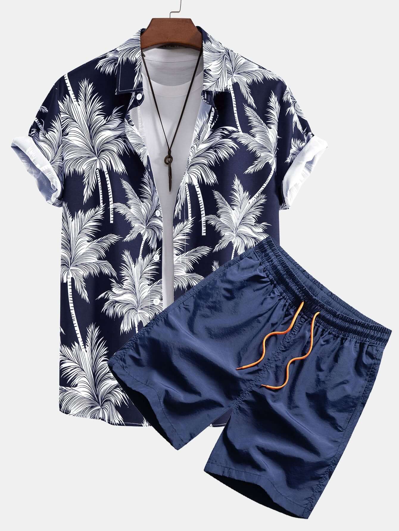 Baumdruck Hemd & Shorts Set Herren