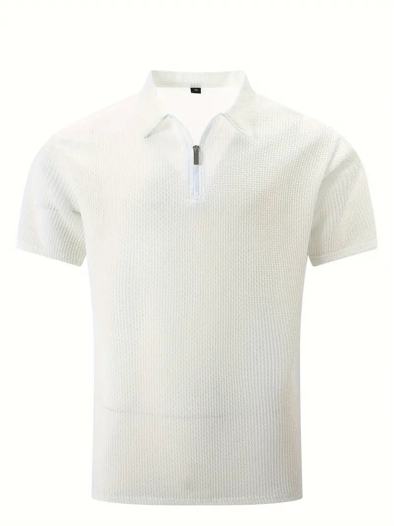 Herren Polo Shirt Sommer Waffelstrick Atmungsaktiv – Lureno