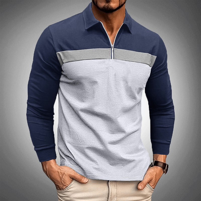 Herren Poloshirt Kieran - Gestreift, Langarm