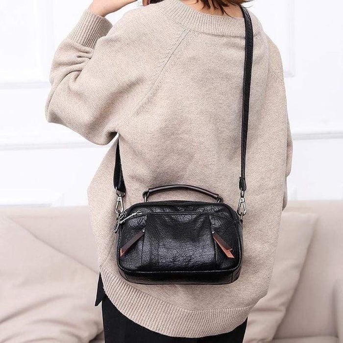 Handgefertigte Tasche aus Weichem Leder mit Mehreren Taschen